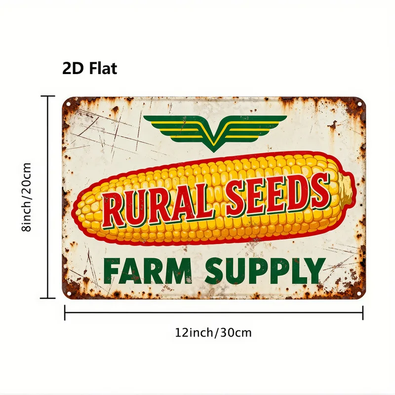 2D Flat, 1pc, Metal Sign, Vintage Corn Seed Farm Supply Sign, for Bathroom,Home Office, Kitchen Decor, Unique Gift Idea