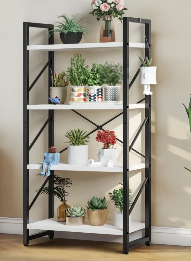 

3-Tier Bookshelf, Ladder Bookcase, Industrial Freestanding Book Shelf Modern Open Display Storage Organizer Book Shelves