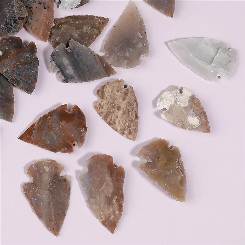 1pc Multicolor Spearhead Points Arrowhead Natural Agate Stones Replica Modern Handmade Carved Craftsmanship DIY Crystals Decor