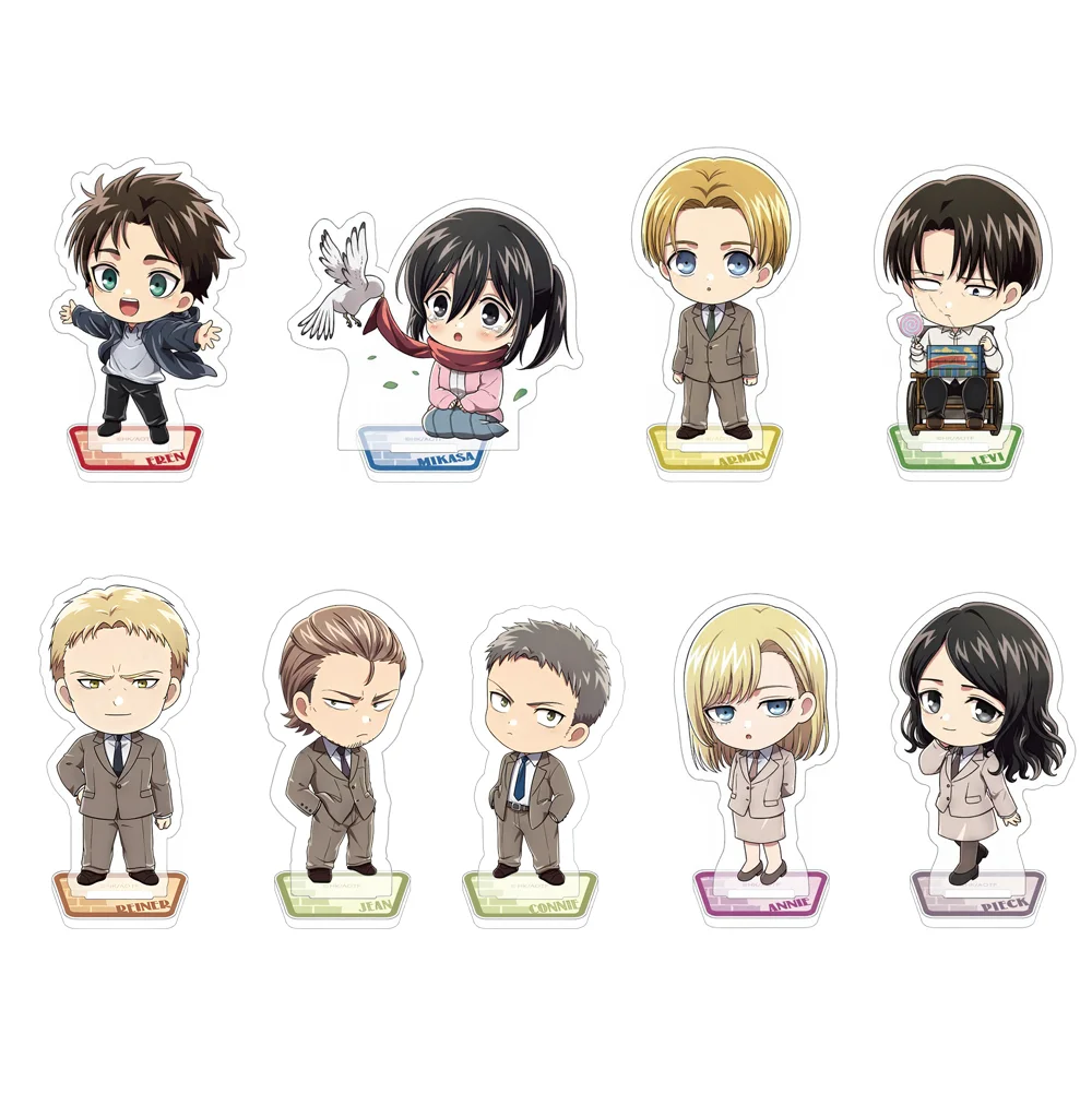 Attack on Titan Anime Figure Acrylic Stand, Model Plate, Desk Decor Holder, Sign, Keychain, Xmas Gifts, 8cm