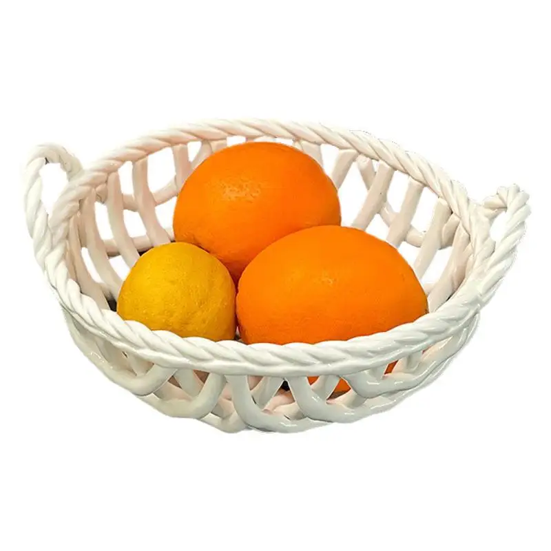 

Ceramic hollow fruit basket, creative modern living room, dining table storage basket Nordic snack storage basket