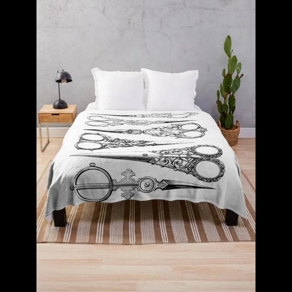 

Винтажное одеяло с ножницами для стрижки, мягкое уютное клетчатое одеяло для домашнего декора, гостиной, дивана-кровати, пледы