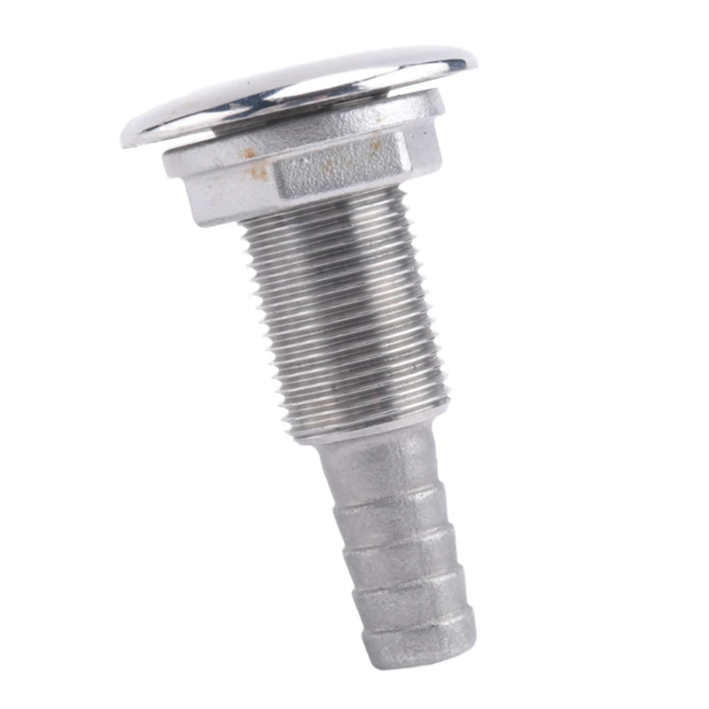 LICE-Marine Connector Hose Barb Stainless Steel Drain Pipe Tube Thru Hull Silver 316 Drain Joint Fitting For Boat Yacht 3/8