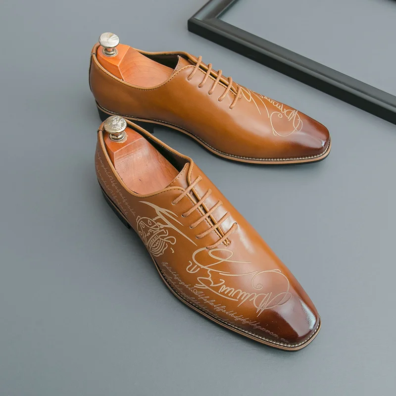 2025 Elegant Mens Dress Shoes Size 38-45 White Luxury Man Formal Shoes Lace-up Leather Social shoe Male zapatos de vestir hombre