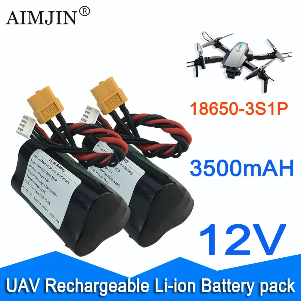 3S1P 12V 3500mAh  42Wh UAV Rechargeable Li-ion Battery, for Various RC Airplane Quadrotor Connector XH2.54+XT60