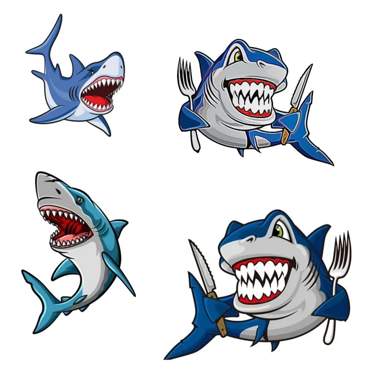 

Shark Cartoon Cat Car Stickers Fashionable Decals Creative Windows Caravan Wall Home Decor Car Accessories