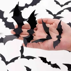 12/72pcs Bats Wall Decor 3D Bat Halloween Decoration Stickers for Home Decor 4 Size Waterproof Black Spooky Bats for Room Décor