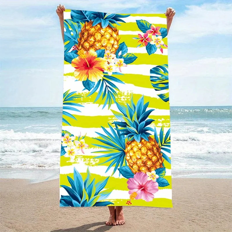 Beach Towel Tropical Pineapple Beach Towel Patterned Sunscreen And Windproof Suitable For Swimming Pool Camping Travel Blanket