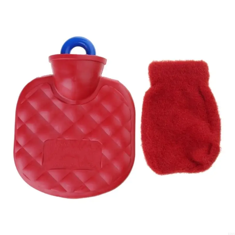 Winter Warm Hot Water Bag with Fleece Cover Heat Retention Bed Warmers Hand Warming Device Warm Water Bottle for Cold Day 