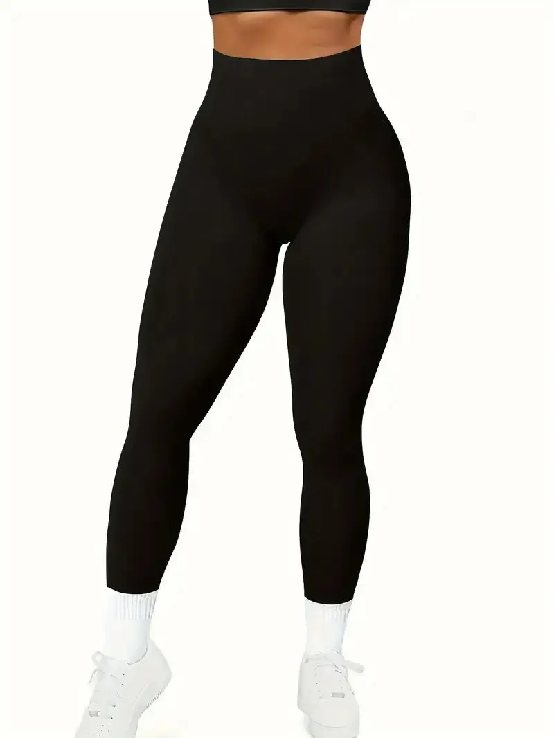 Leggings da yoga senza cuciture in tinta unita a vita alta Fitness Corsa Allenamento Pantaloni sportivi Abbigliamento sportivo da donna