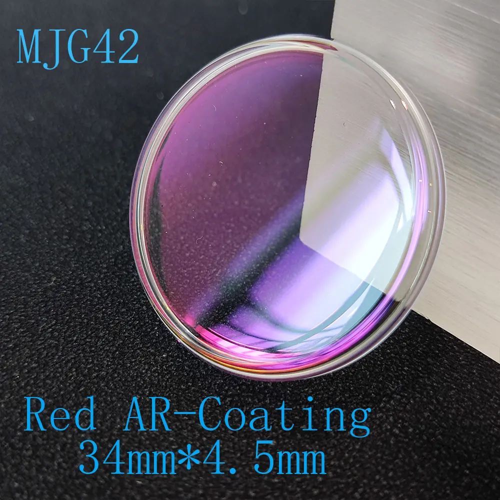 Pot Shame Watch Mineral Crystal 34mm*4.5mm Blue/Red AR Coated Large Chamfer Top Flat Mineral Glass Mod Accessory Replacement