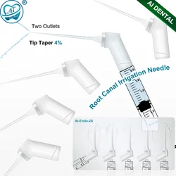 AI-Endo-2S Dental Endo Root Canal lrrigation Needle Syringe Rinse Tip 4% Tip Taper Two Outlets for Dental Injection 30pcs/box