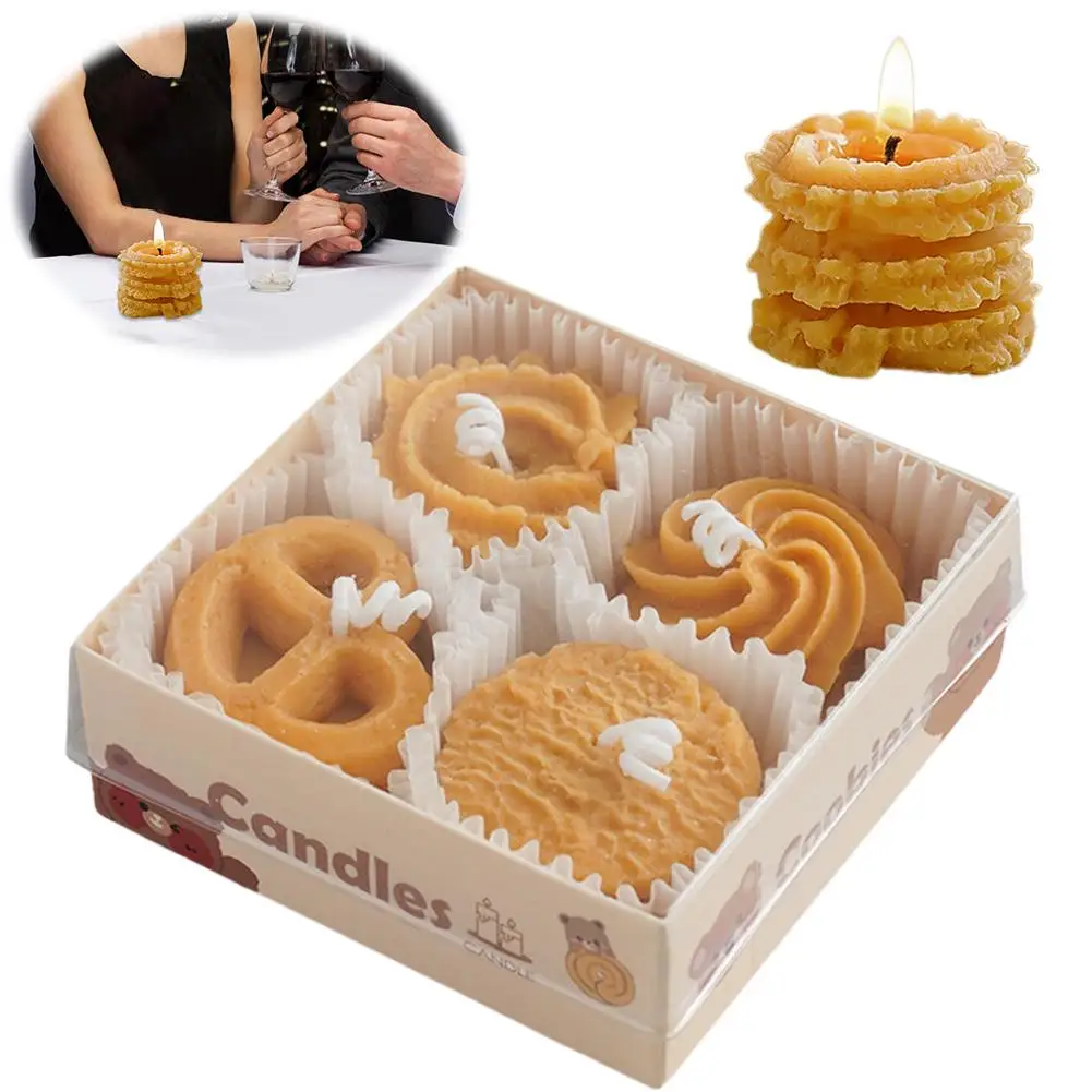 Biscuit candles, cookie scented candles gift box gift creative candles ins set gift modeling wax, holiday decoration
