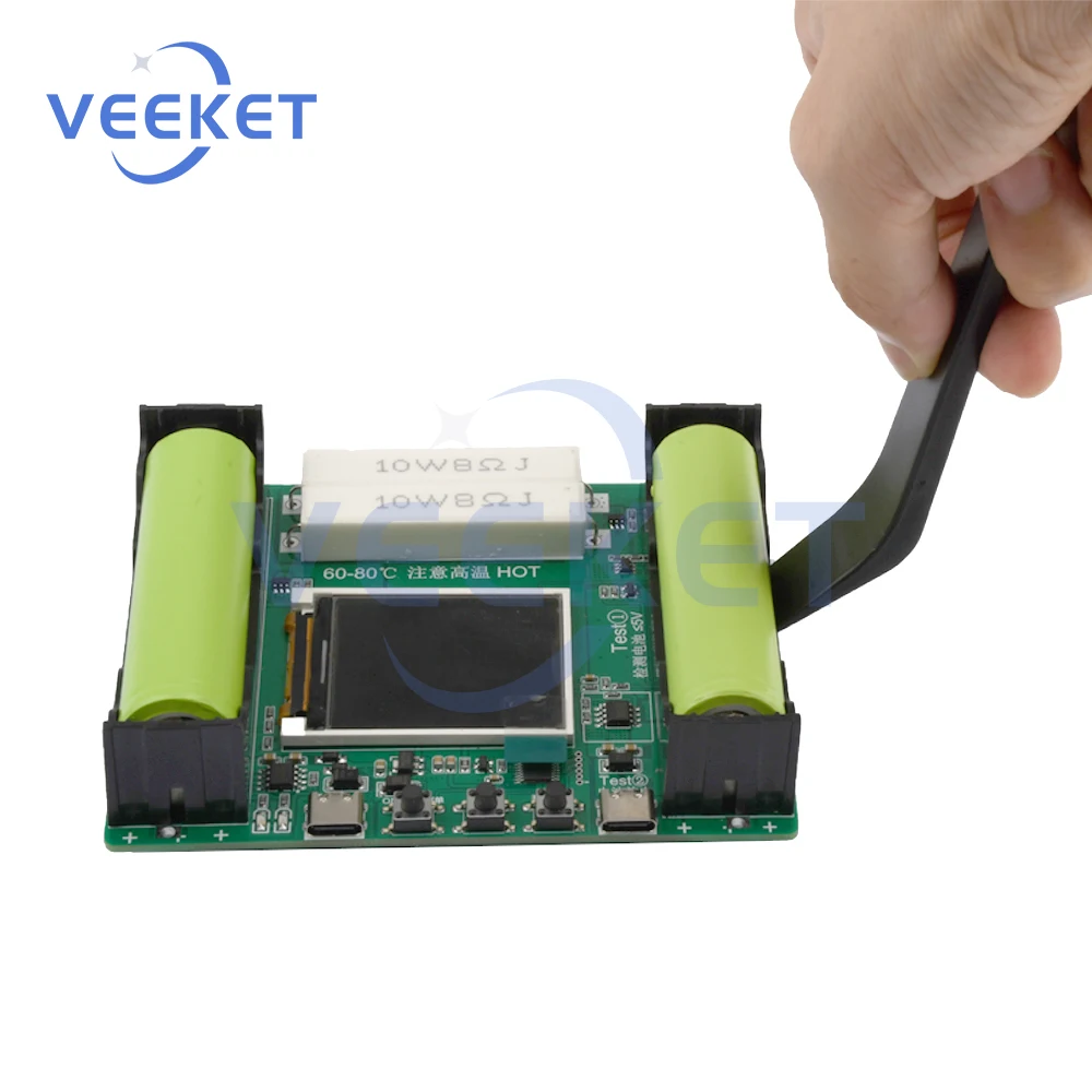 Battery Capacity Current Tester Internal Resistance Voltage Power Meter for 18650 Lithium Battery with 9 Cycles Auto Mode