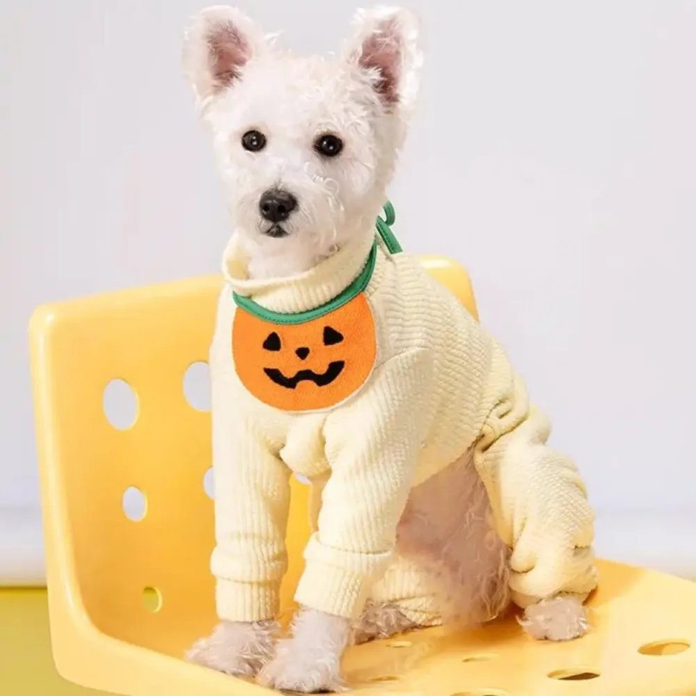 

Ghost Halloween Pet Bib Adjustable Comfortable To Wear Pumpkin Dog Scarf Knitted Soft Kitty Saliva Towel Birthday Party
