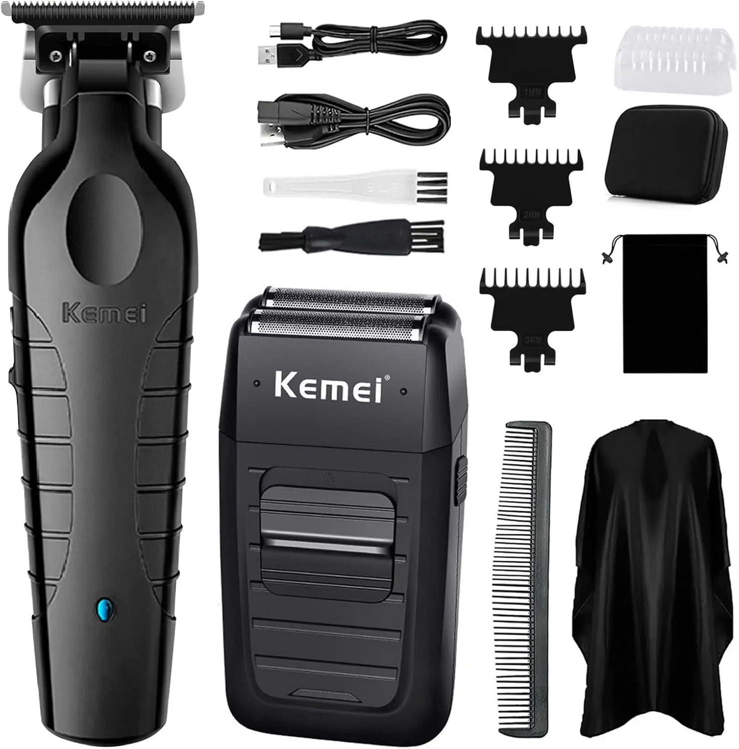 

Professional Cordless Hair Trimmer and Shaver Set for Men, Electric Beard Trimmer with Double Foil Shavers, Barber Clipper Kit