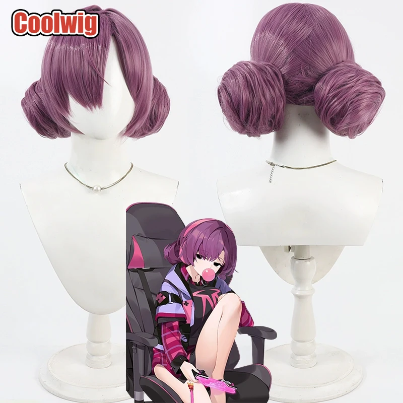 

Coolwig Synthetic Hair Niah Cosplay Wigs With Buns Eternal Return: Black Survival Niah Purple Halloween Cos Wig Heat Resistant