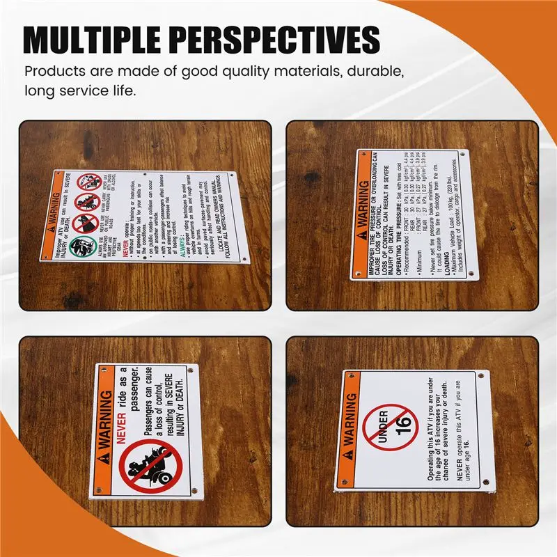 AEE5-Auto Parts Car Kit Warning Decals Stickers Labels Aluminum Backed For Yamaha