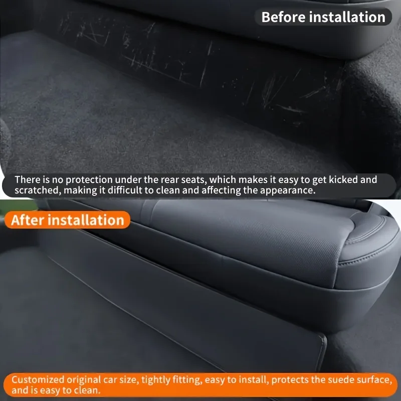 For Tesla Model Y, Universal Rear Seat Anti-Kick Pad for New and Old Models, Pu Leather + Foam Padding, Anti-Scratch and Wear-Resistant Interior Protection Kit, Non-Damaging Installation