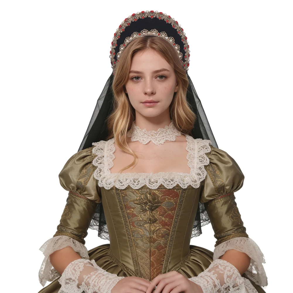 

Tudor French Hood Anne Boleyn Costume Headpiece Hat Renaissance Elizabethan Headdress Tudor Coronet Headwear