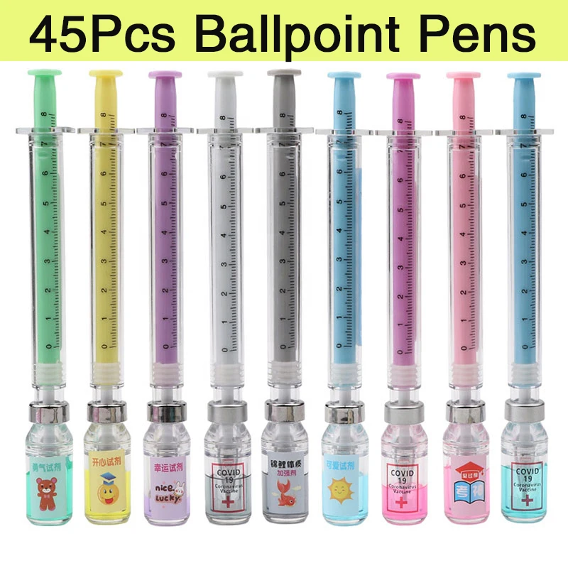 45Pcs Syringe Pens Creative-Fun Pen Novelty Medical Ballpoint Pens Nurse Doctor Pretend Play Party Supplies For Doctor Nurse