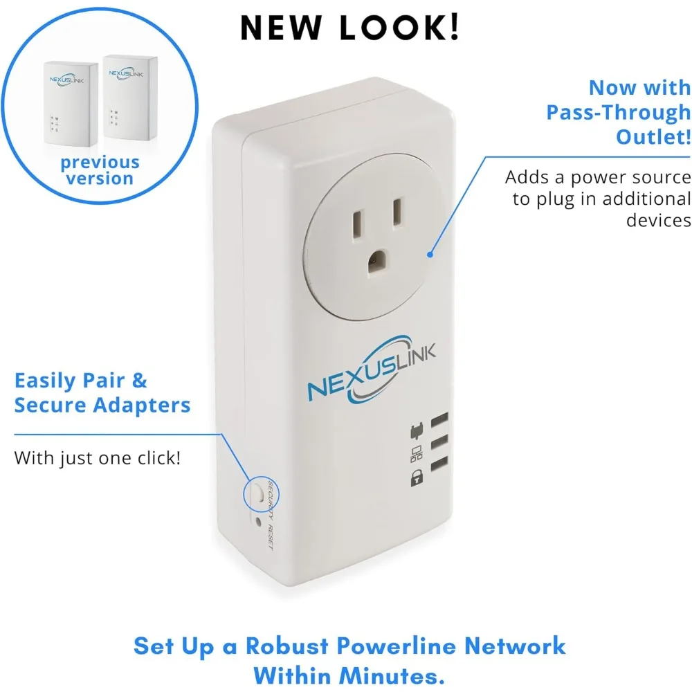 

Powerline Ethernet Adapter Kit – 1200 Mbps, Gigabit Port - Stable Ethernet Over Power for Gaming & Streaming