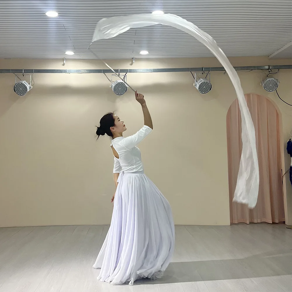 New Flag-Throwing Belly Dance Props Equipped With Telescopic Sticks Artificial Silk 30cm Stage Performance Dance Accessories