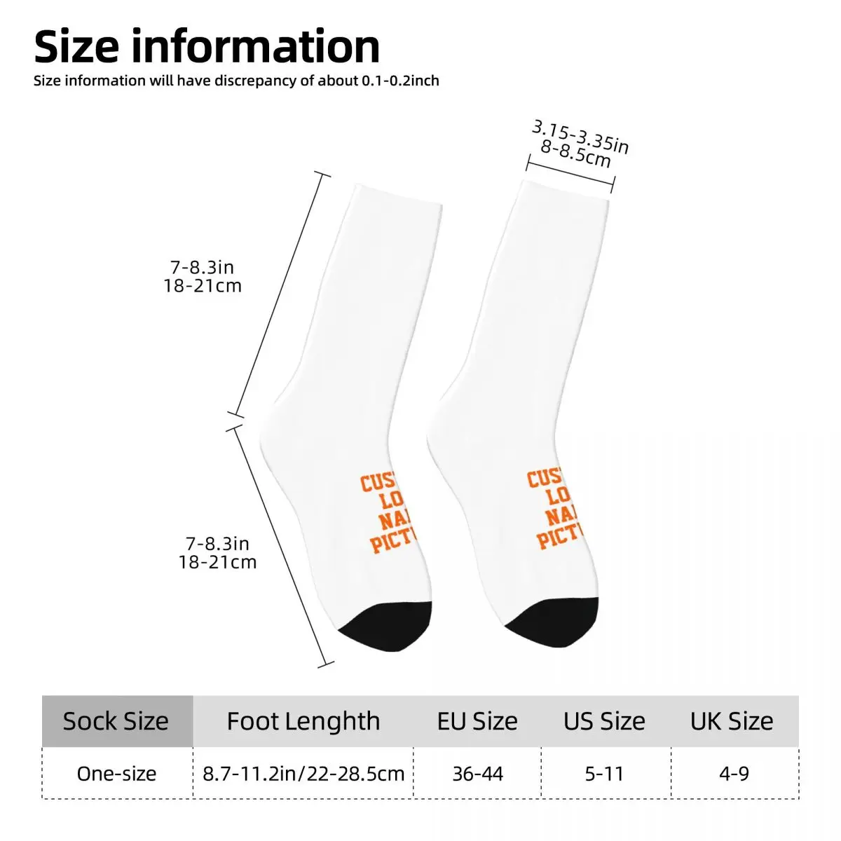 Hip Hop Retro Personalized Photo Picture Customized Men Women Socks Custom Logo Name Pictures Pattern Crew Sock Cute Gift