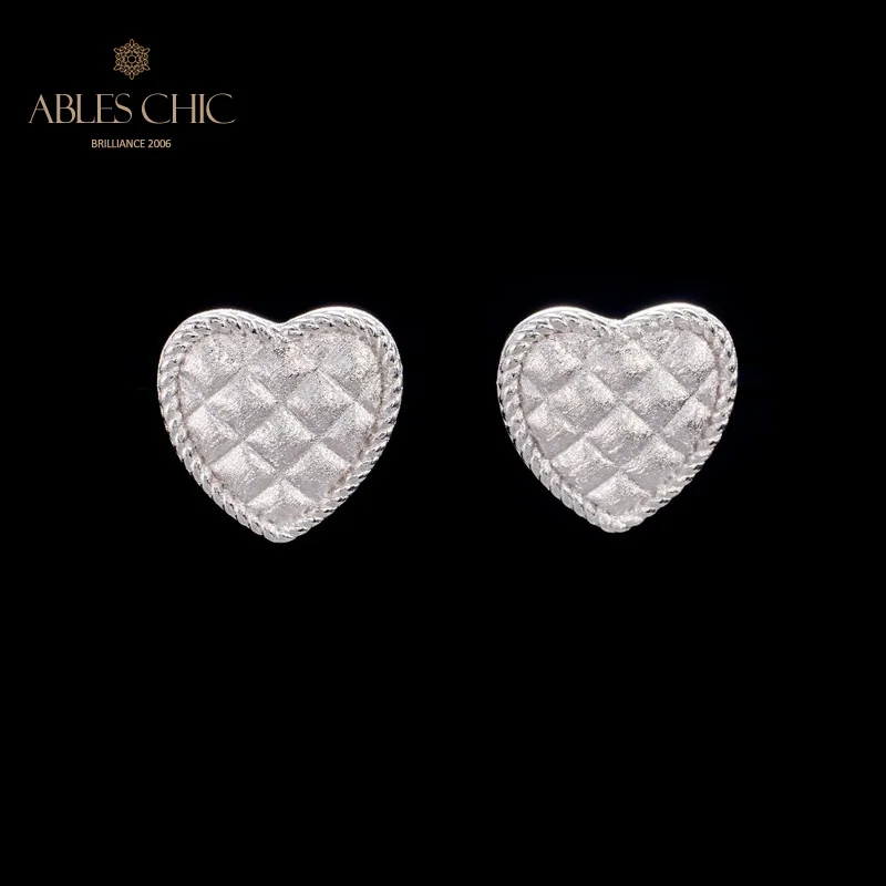 

Ables Chic Renaissance 18K Gold Tone Fabric Pattern Heart Studs Sterling Silver Bridal Wedding Earrings C11E4S26076