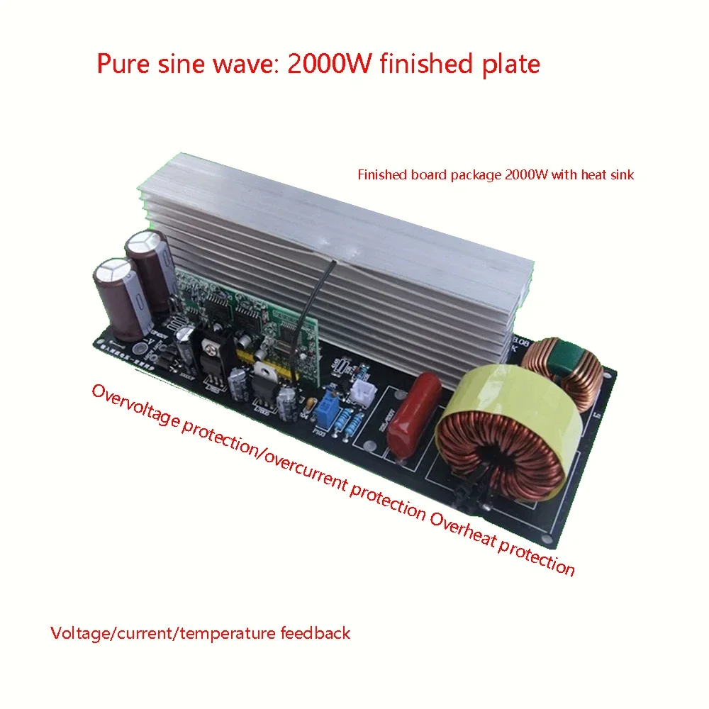 2000W 1000W Pure Sine Wave Inverter DC 350V-400V AC 16V to AC 220V 50Hz 60Hz Over Current Voltage Heat Protection with Heatsink