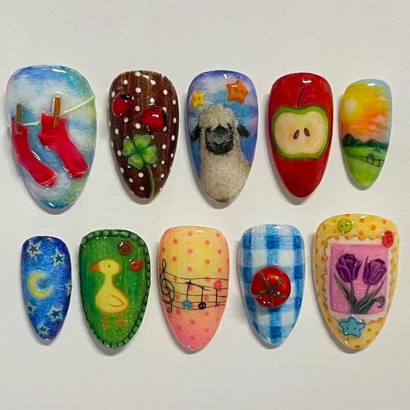 

24Pcs Fake Nails Luxurious Sweet & Edgy Floral Design Premium Almond Shape Press-On Nails Perfect Gifting for Girls and Friends