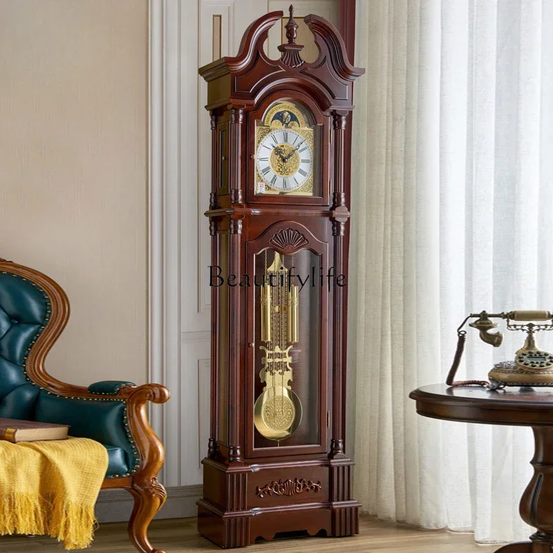 Chinese Mechanical Floor Clock American Vertical Standing Clock Retro European Style Living Room Decoration Clock