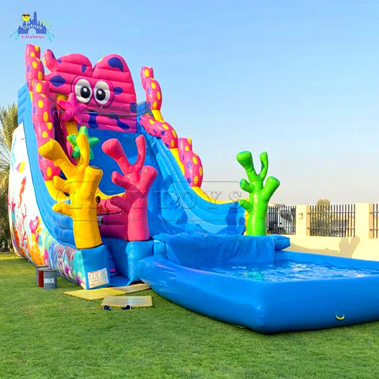 

Ali Commercial kids jumpers bounce house backyard inflatable water slides manufacturer waterslide pool water slide