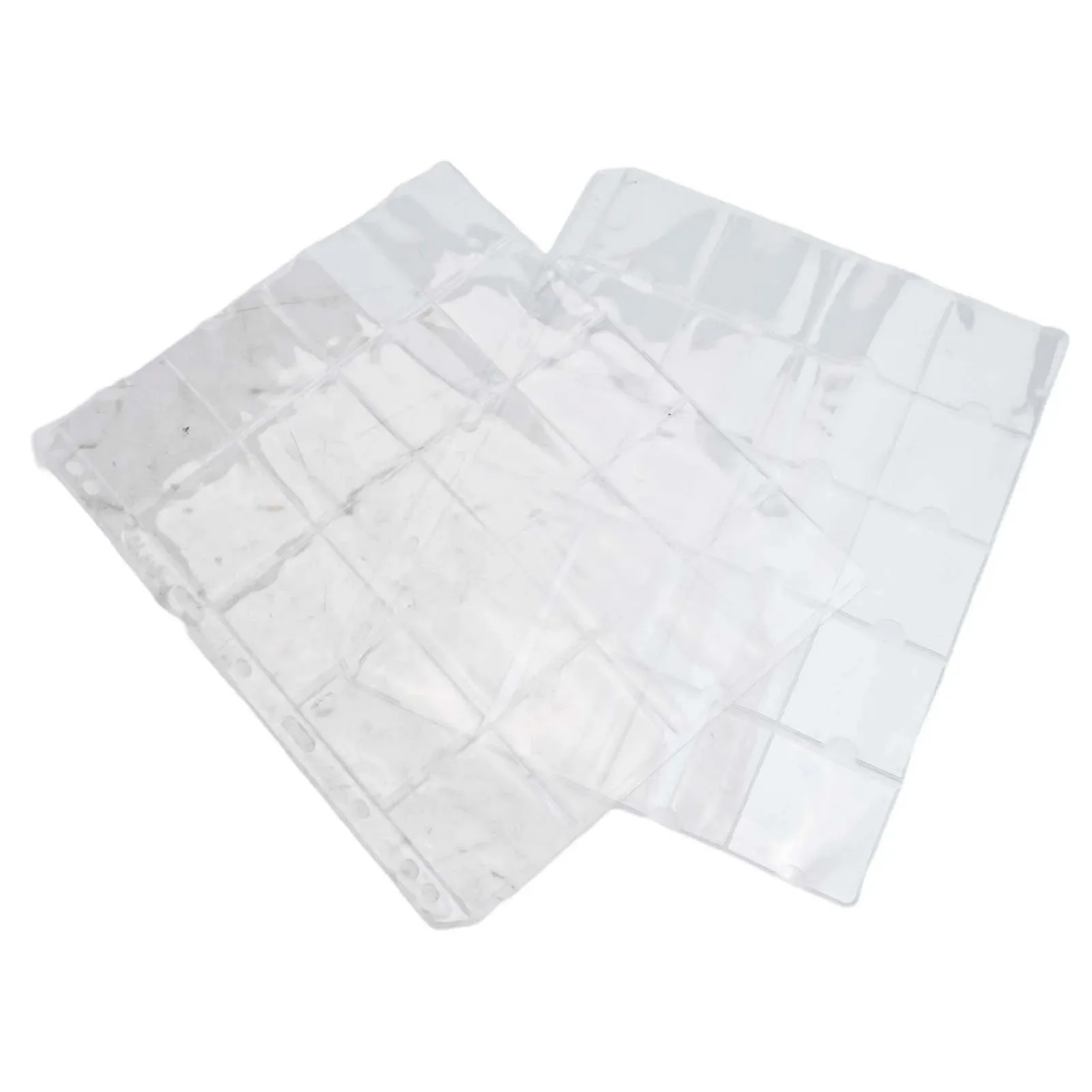 Loose-Leaf For Coin Holder Page with 20 Non-Slip Flap Pockets Made from Clear PVC Suitable for For Under 50mm Diameter