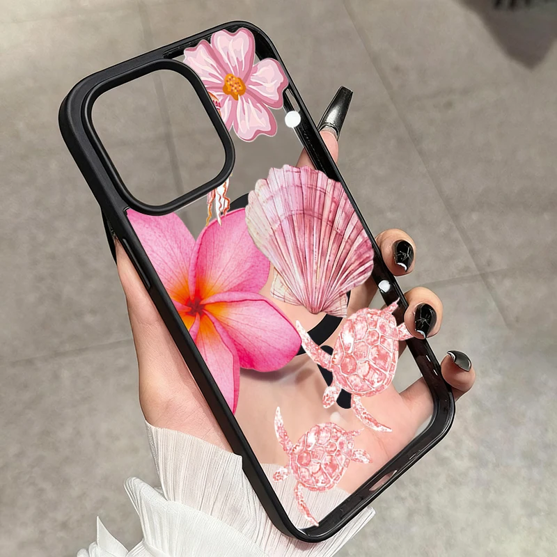 Muschelschildkröten-Lilienblumen Transparente Handyhülle für iPhone 17 16 15 11 14 13 12 Pro Max Plus Hüllen 17Air Silikon Magnetische Abdeckung – Detail 3