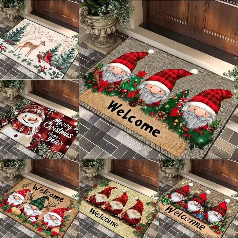Weihnachtsmann-Kombinationsteppich, Weihnachtself, Willkommen, rutschfeste, wasserabsorbierende Matte, Teppich für den Eingangsbereich des Badezimmers
