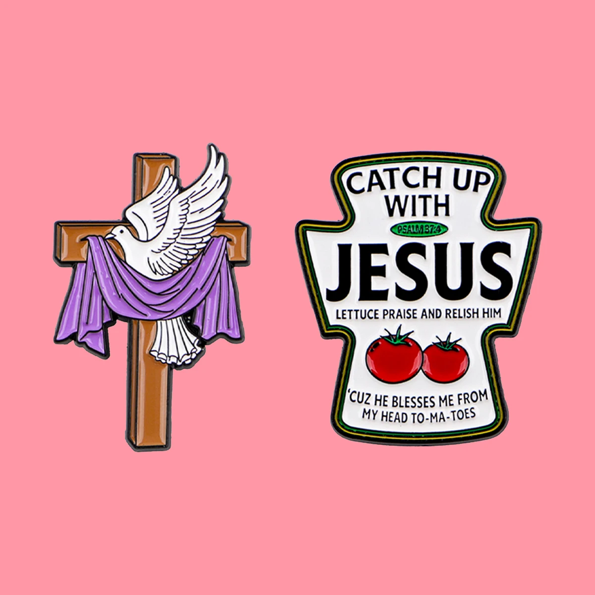 

Pigeon Cross Enamel Pins Jesus Tomato Sauce Quotes Brooch Lapel Pin Badge on Backpack Clothing Accessories Fashion Jewelry Gifts