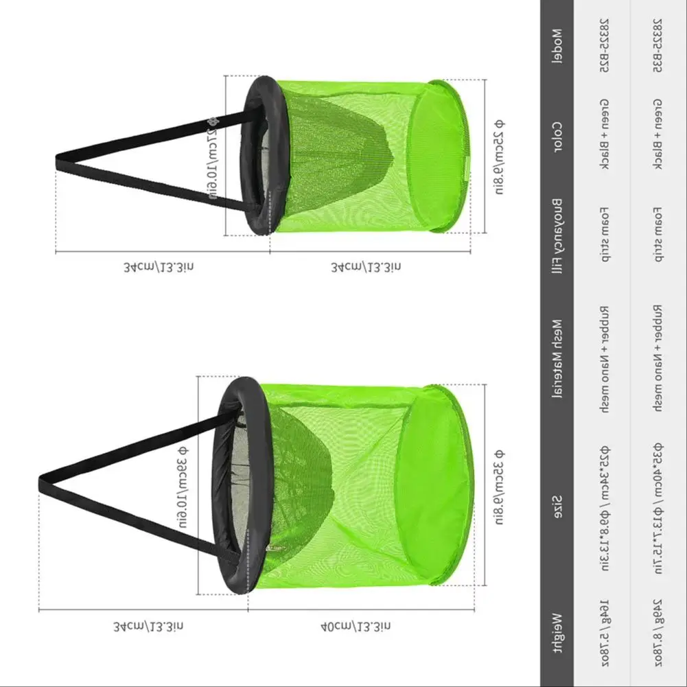 

Foldable Floating Fish Cage - Rubber-Coated Underwater Net Pocket Quick-Dry Design Round Live Fish Holder (25/35cm Diameter)