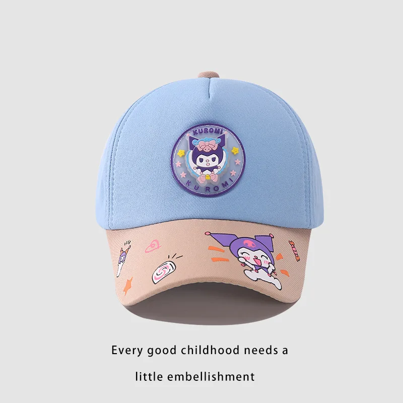 Miniso Cartoon Kuromi 2-8 Years Old Baby Lighting Baseball Cap Kawaii Casual Sun Shade Anime Peaked Cap Gift