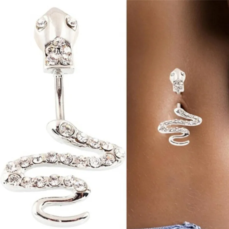 Women Snake Stainless Steel Belly Button Ring Navel Ring Body Piercing Jewelry Gift Accessory