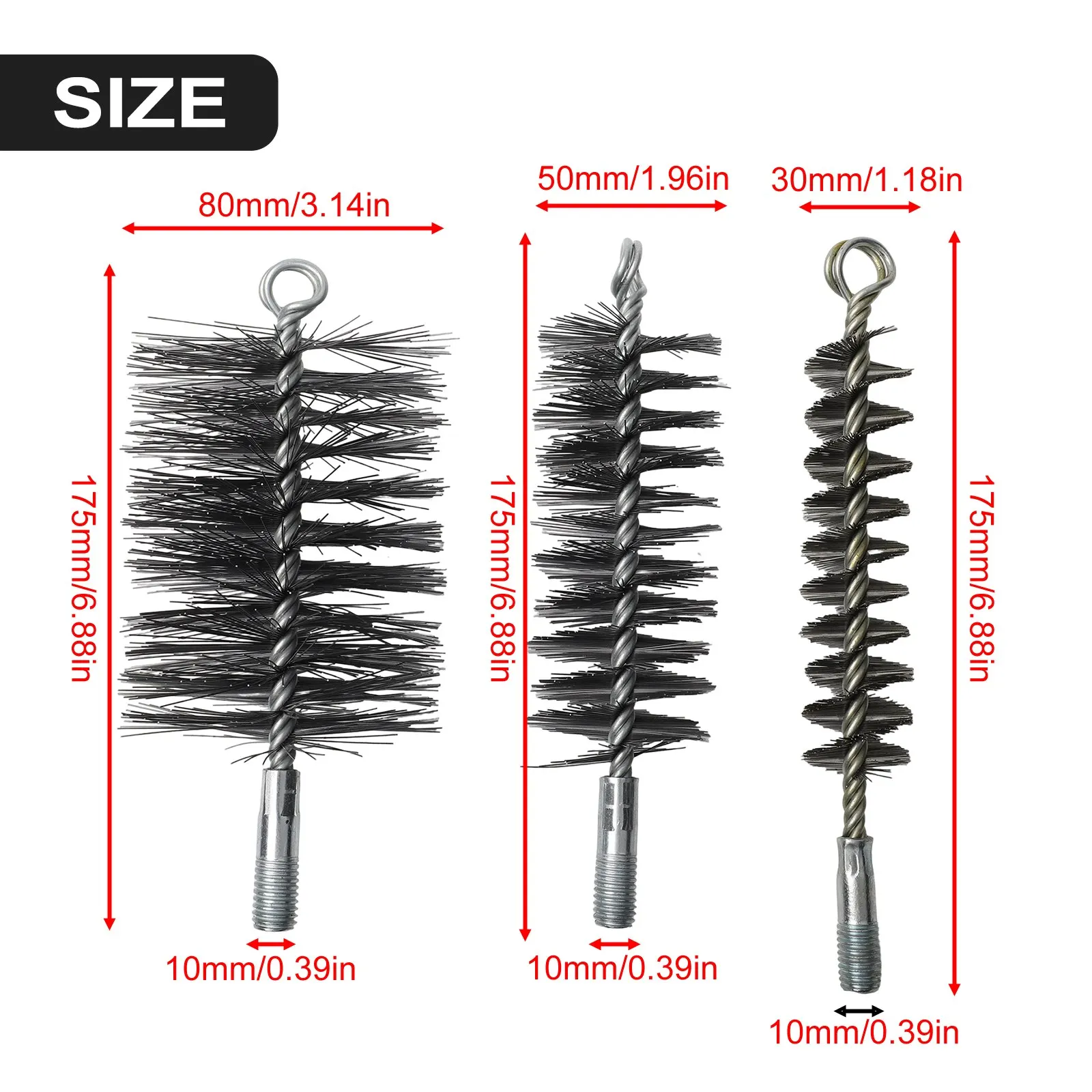 3 шт. гибкие стальные проволочные щетки для чистки дымохода Thorough, подходят для различных размеров и применений труб