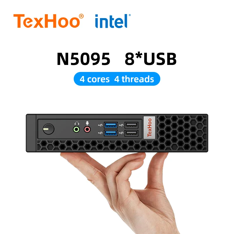 TexHoo MiniPC Intel N5095 i7 i5 i3 Dual Band WiFi5 BT4.2 16GB 512GB Computer da gioco Desktop Mini Pc 4-Core 4-Thread