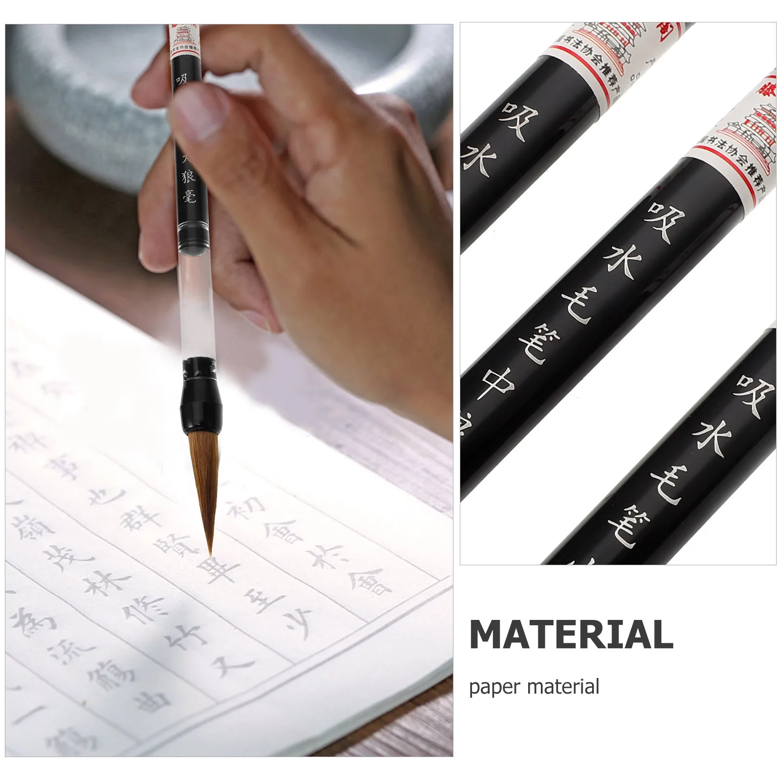 

3Pcs Calligraphy Brush Chinese Soft Tip Wood Handle Pen Style for Traditional Ink Painting Writing Set Chinese Calligraphy Brush