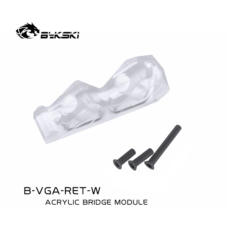 Bykski Grafikkarte Wasserblock-Brückenmodul G1/4''Acryl 45-Grad-GPU-Kühleranschluss B-VGA-RET-W