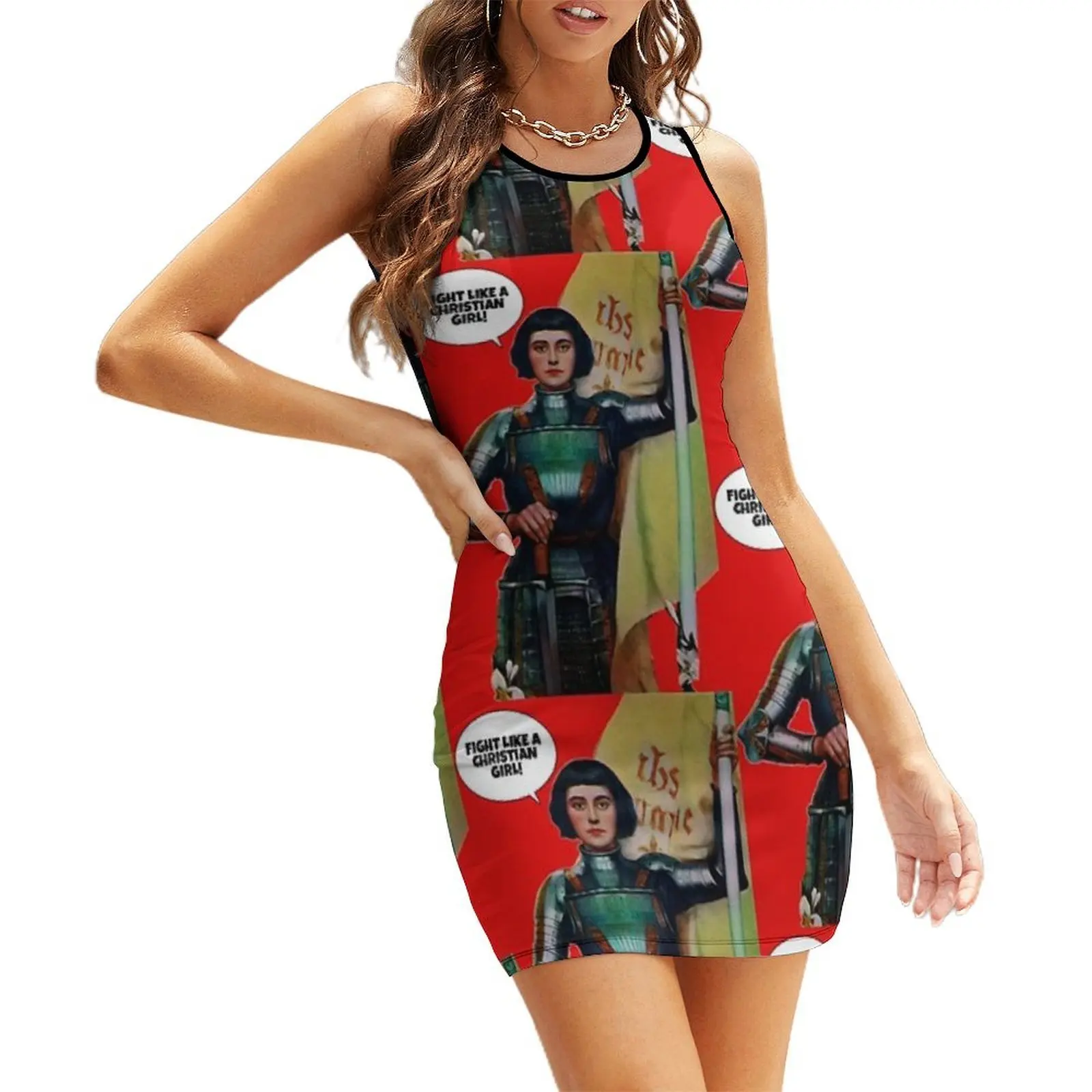 

Joan of Arc - Fight like a Christian girl Sleeveless Sundress dress women summer dress summer 2025 women