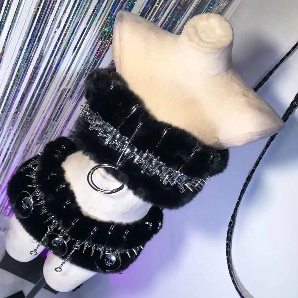 

Эко-топы Y2K из искусственного меха ручной работы в стиле E-Girls, Kawaii, Harajuku, 90-х, панк-рок, с заклепками, гранж, DIY, с O-образными кольцами, готика, для подростков, эмо, гот.