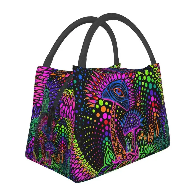 

Psychedelic Magic Mushrooms Print Lava Insulated Lunch Bag for Camping Travel Leakproof Cooler Thermal Bento Box Women