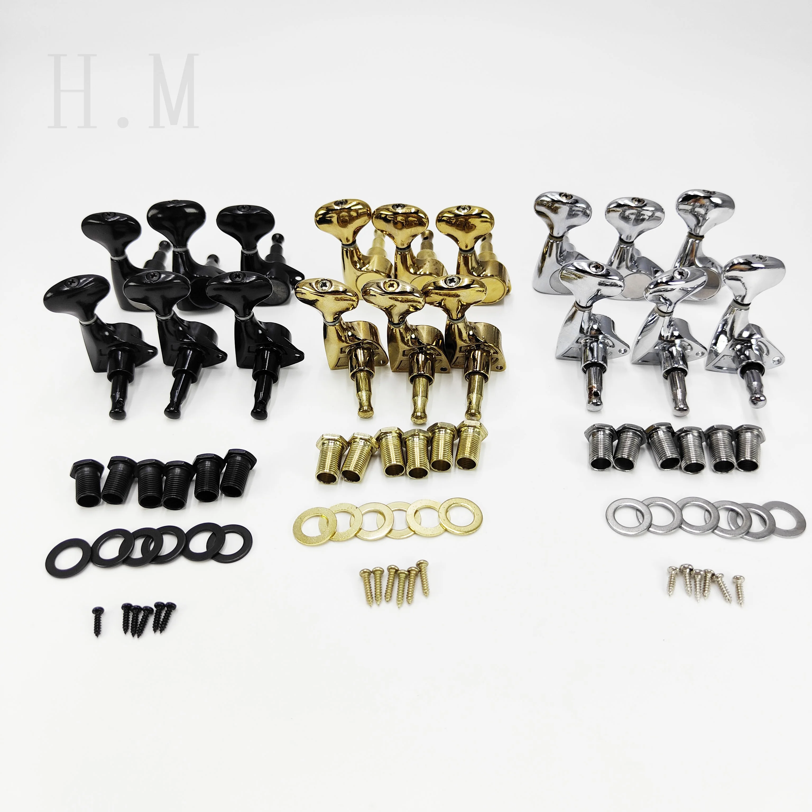 6PCS/SET Small Fishtail Design Fully Enclosed Guitar Tuning Pegs Acoustic Guitar Accessories Tuning Pegs Gold/Silver/Black