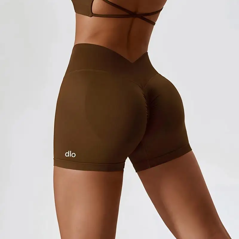 

New style yoga shorts - high-waisted, tight-fitting, peach-colored, quick-drying, buttock-raising yoga pants for fitness.