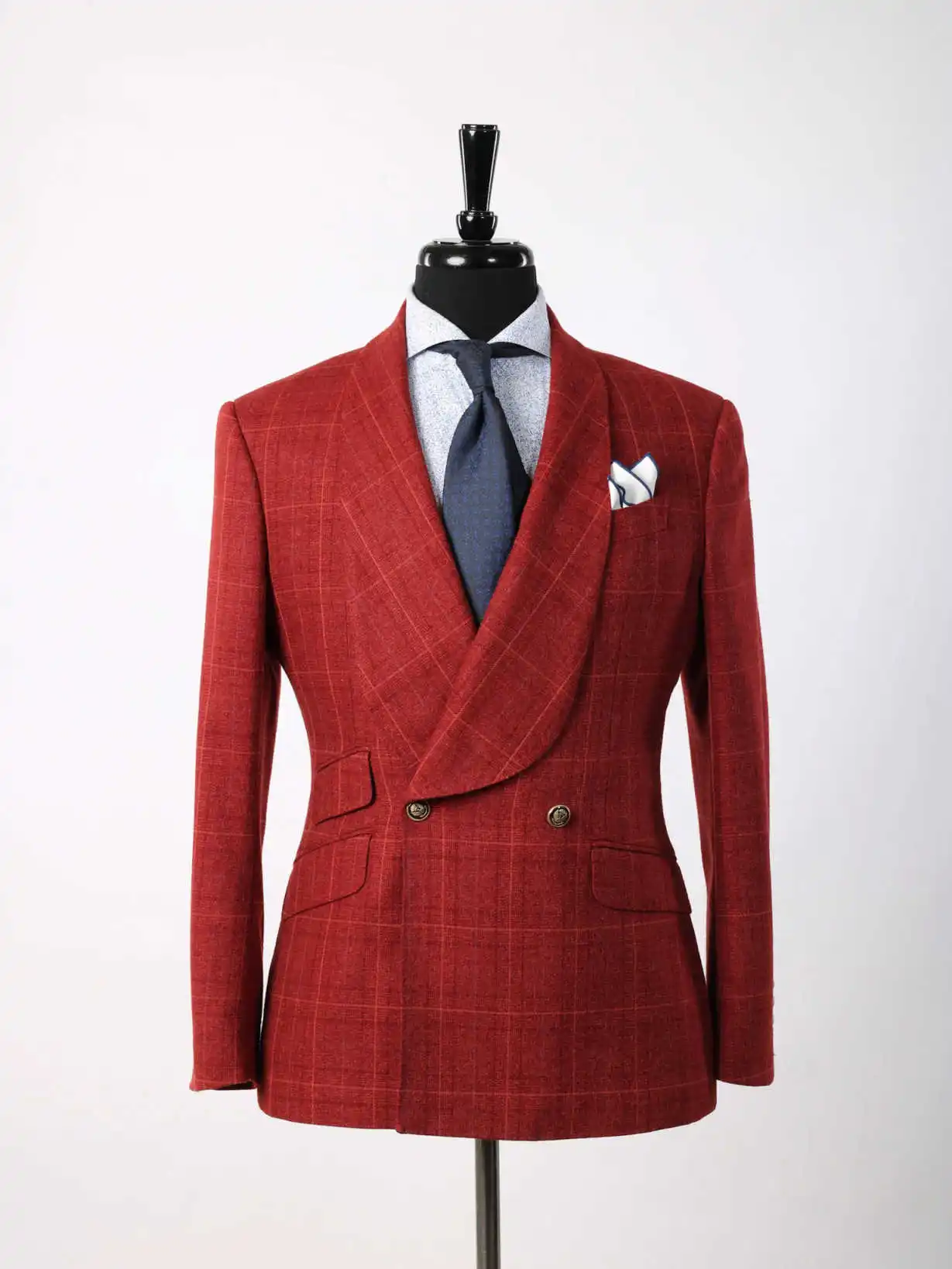 Men's Suits 2 Pieces Blazer Pants Double Breasted Peaked Lapel Plaid Wedding Tuxedos Formal Custom Made trajes para hombre
